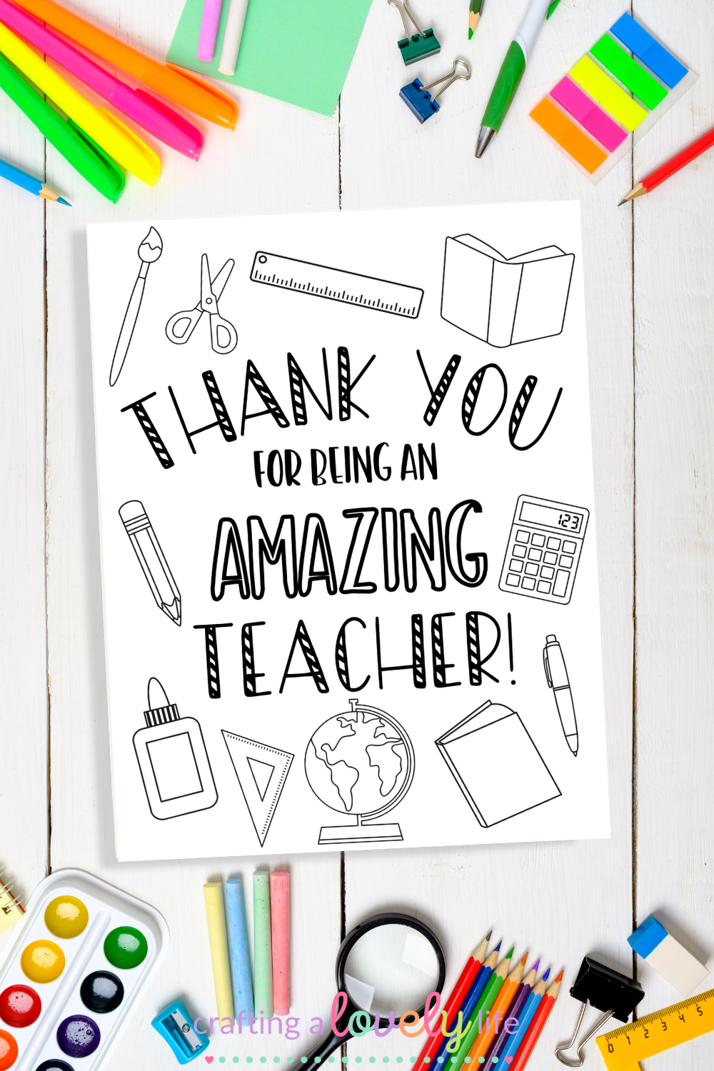 Teacher appreciation card coloring page free printable