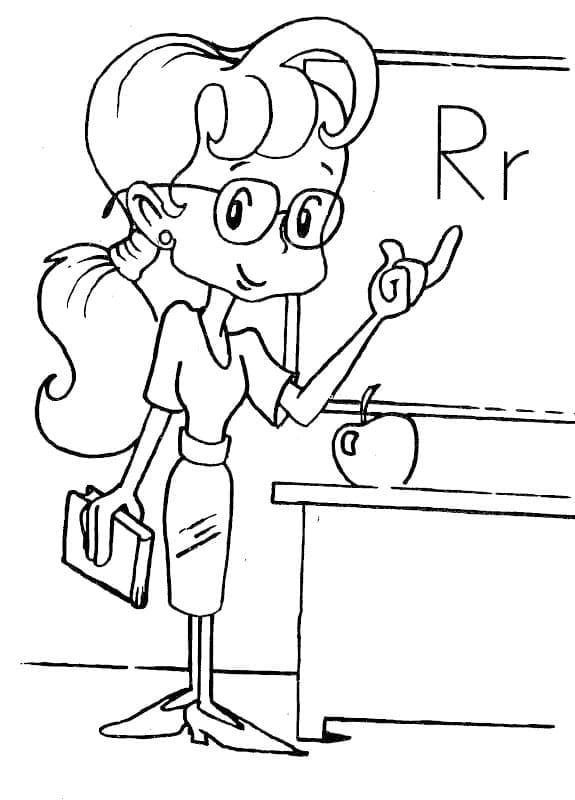 Pretty teacher coloring page