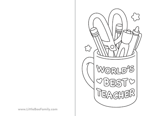 Worlds best teacher printable coloring card