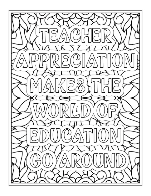 Premium vector teacher quotes coloring pages for adult coloring book