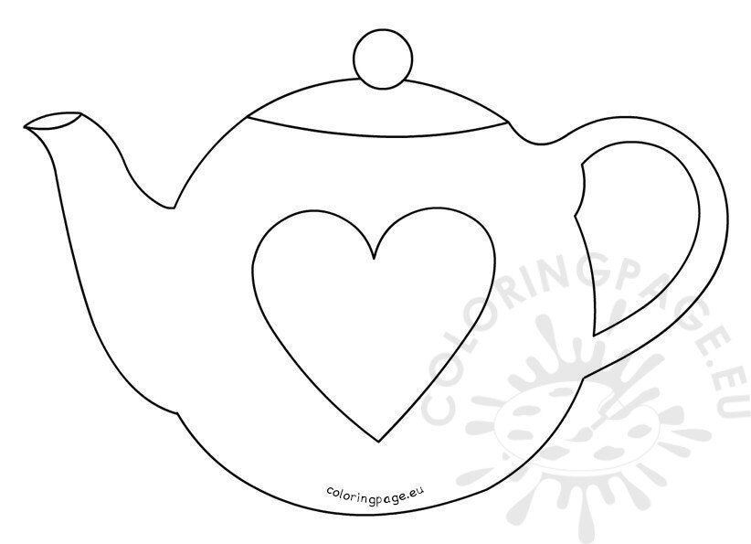 Mothers day teapot card template coloring page