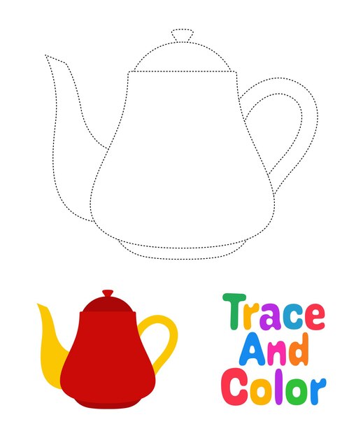 Page tea pot set coloring book images