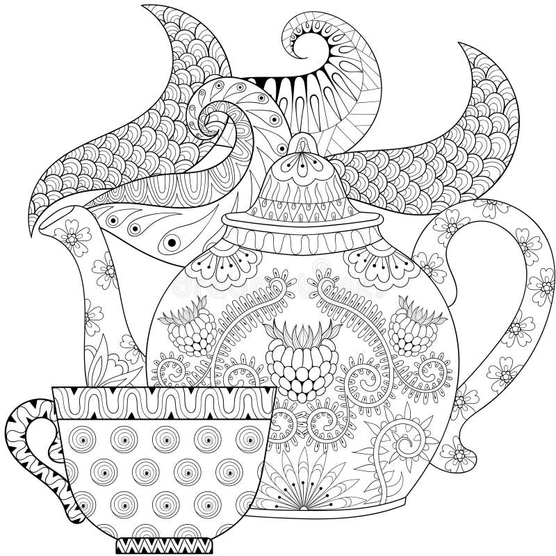 Tea coloring book stock illustrations â tea coloring book stock illustrations vectors clipart