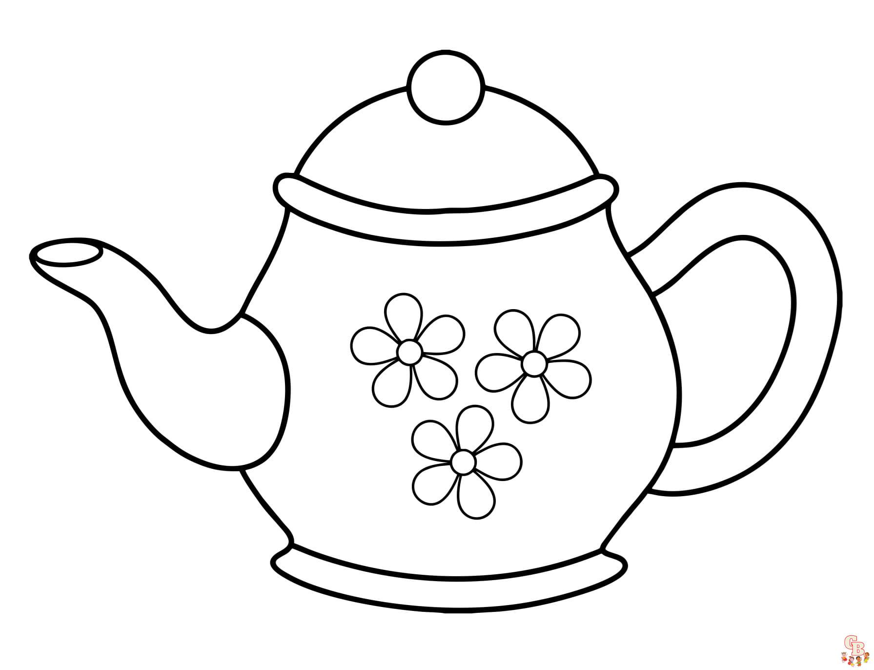 Printable teapot coloring pages free for kids and adults