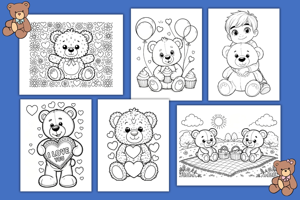 Free printable teddy bear coloring pages