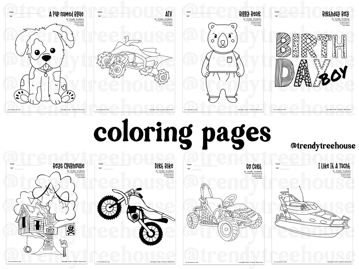 Boys color pages â trendy treehouse