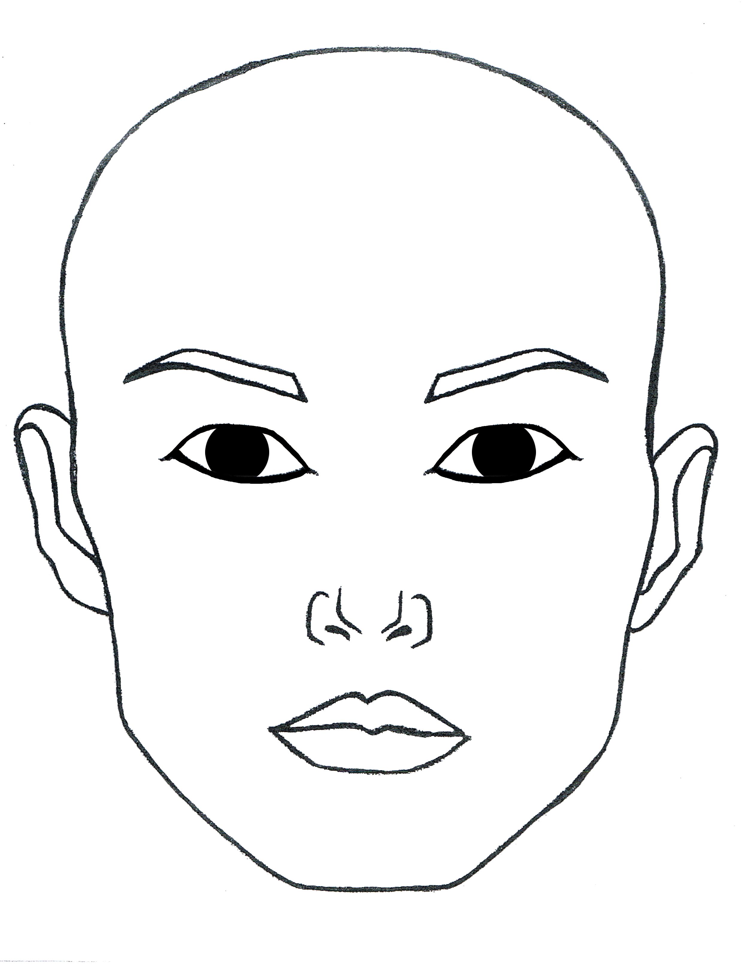 Blank open eyes face to print and laminate or paint for menu master faces face drawing face template face painting