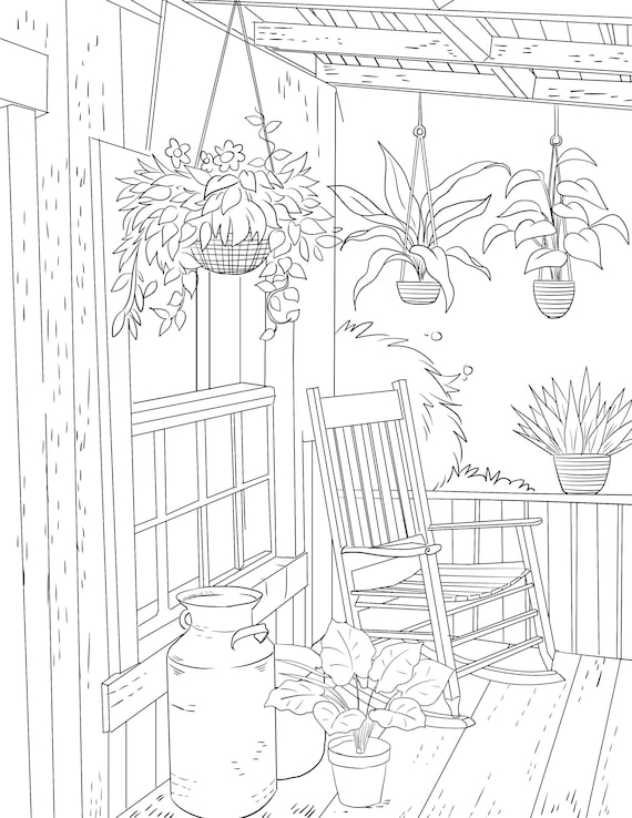 Country house printable adult coloring page from manila shine coloring book pages for adults and kids coloring sheets coloring designs