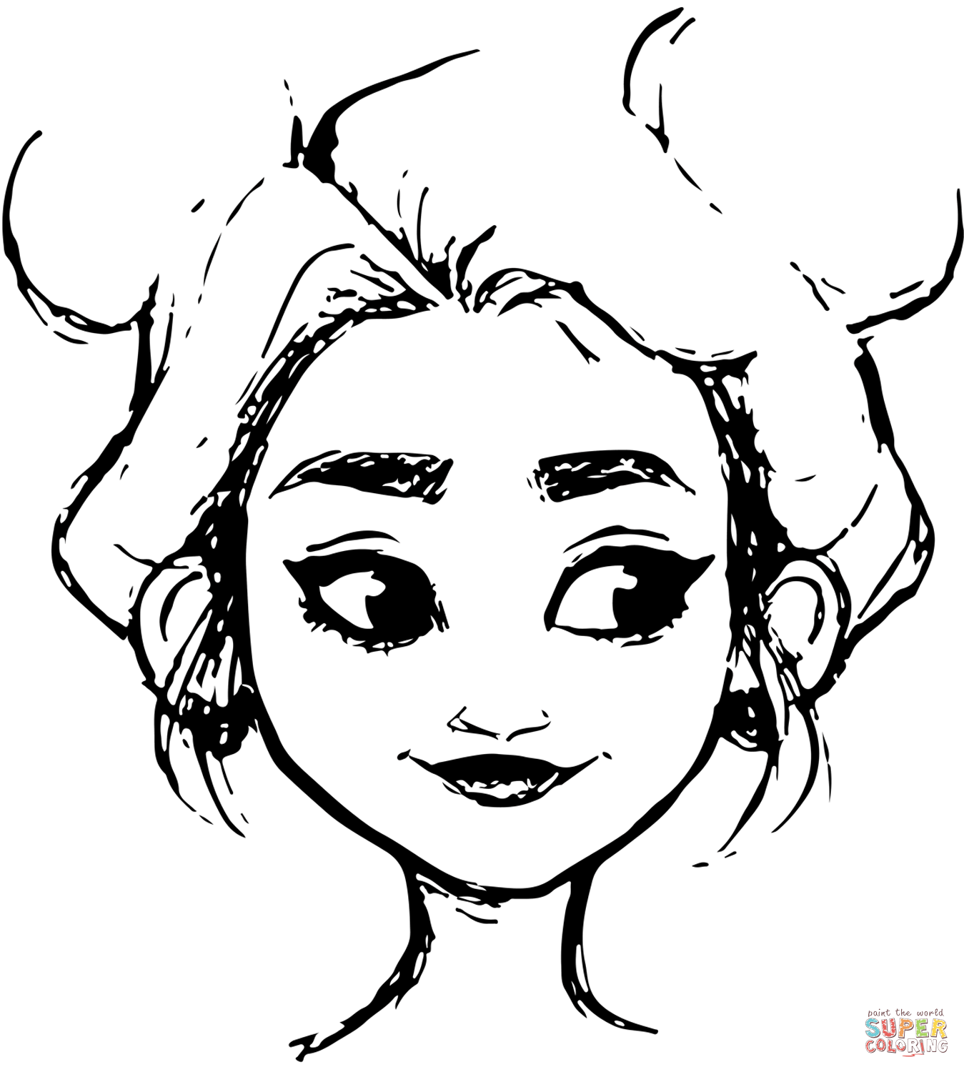 Cute girl face portrait coloring page free printable coloring pages