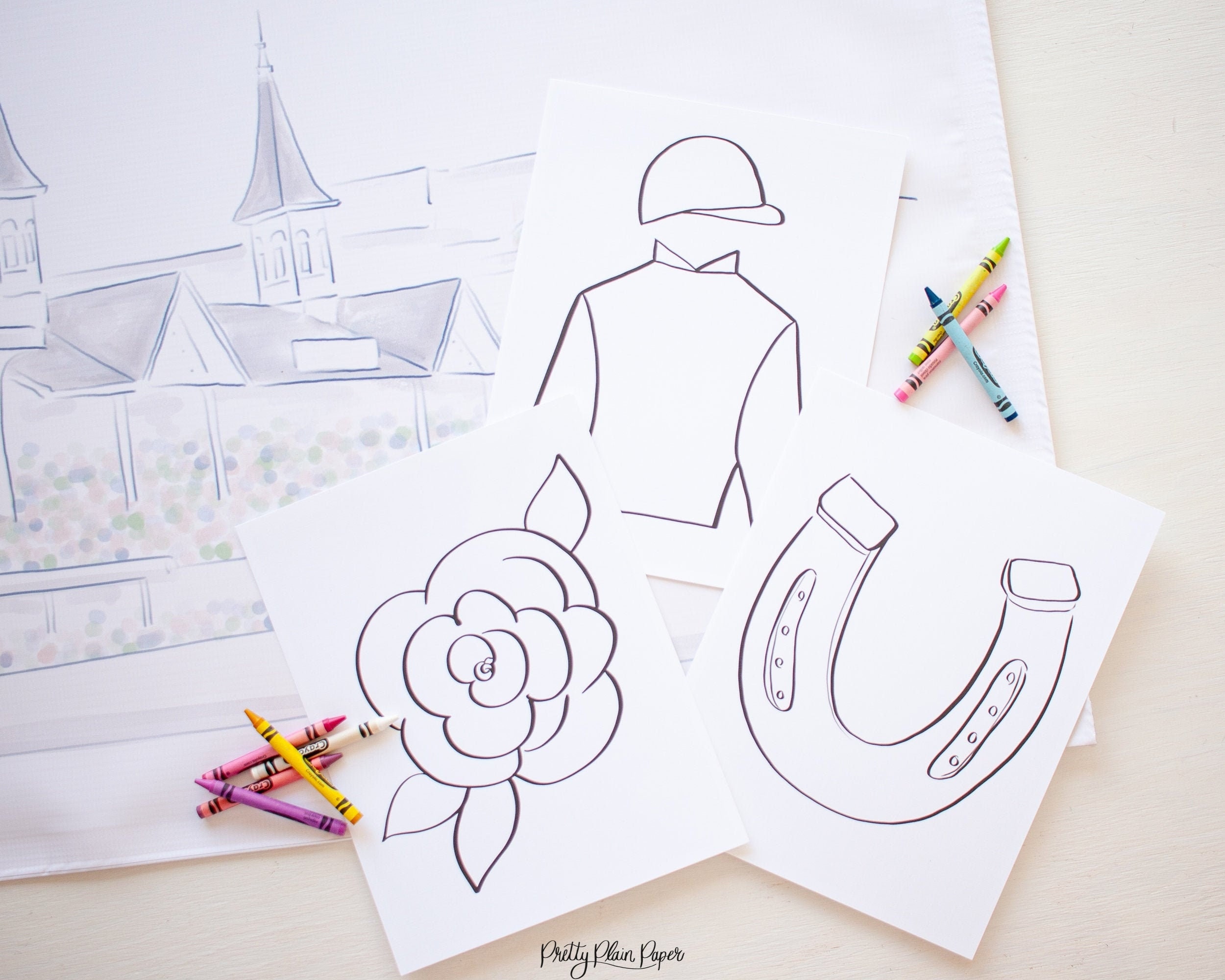Kentucky derby horse racing printable coloring pages download for birthday baby shower or just for fun