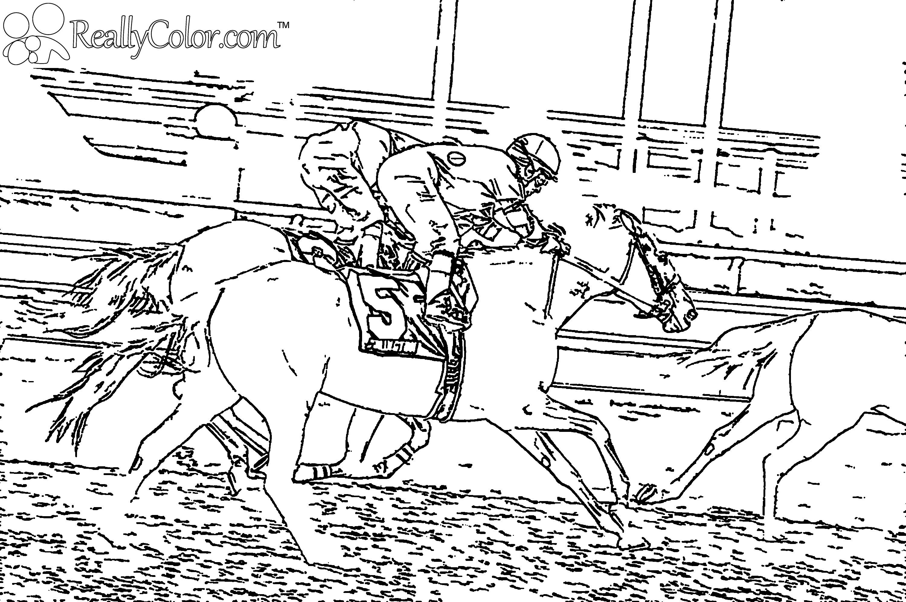 Horse race coloring page reallycolor horse coloring pages coloring pages horse coloring