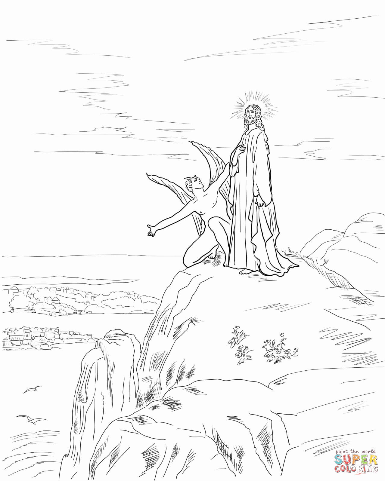 Jesus temptation coloring page free printable coloring pages