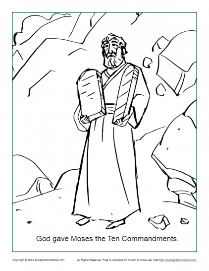 God gave moses the ten mandments coloring page