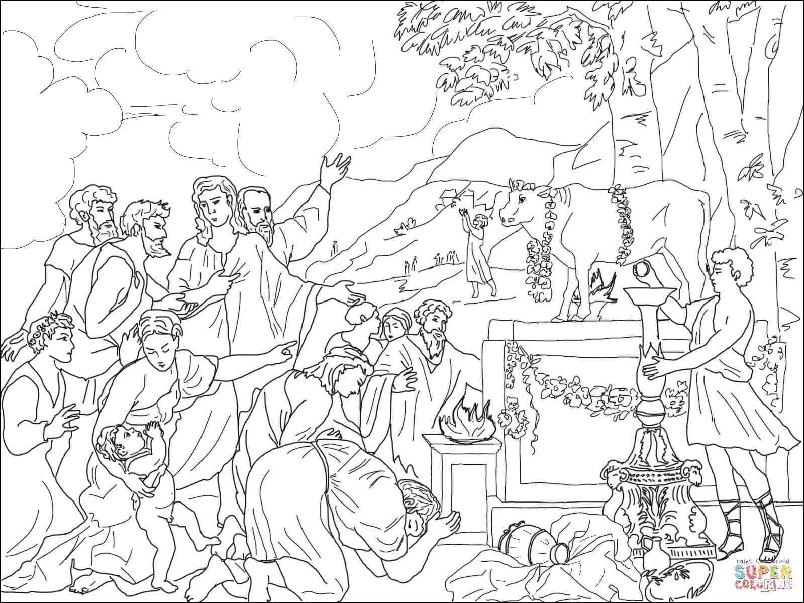 Adoration of golden calf coloring page free printable coloring pages