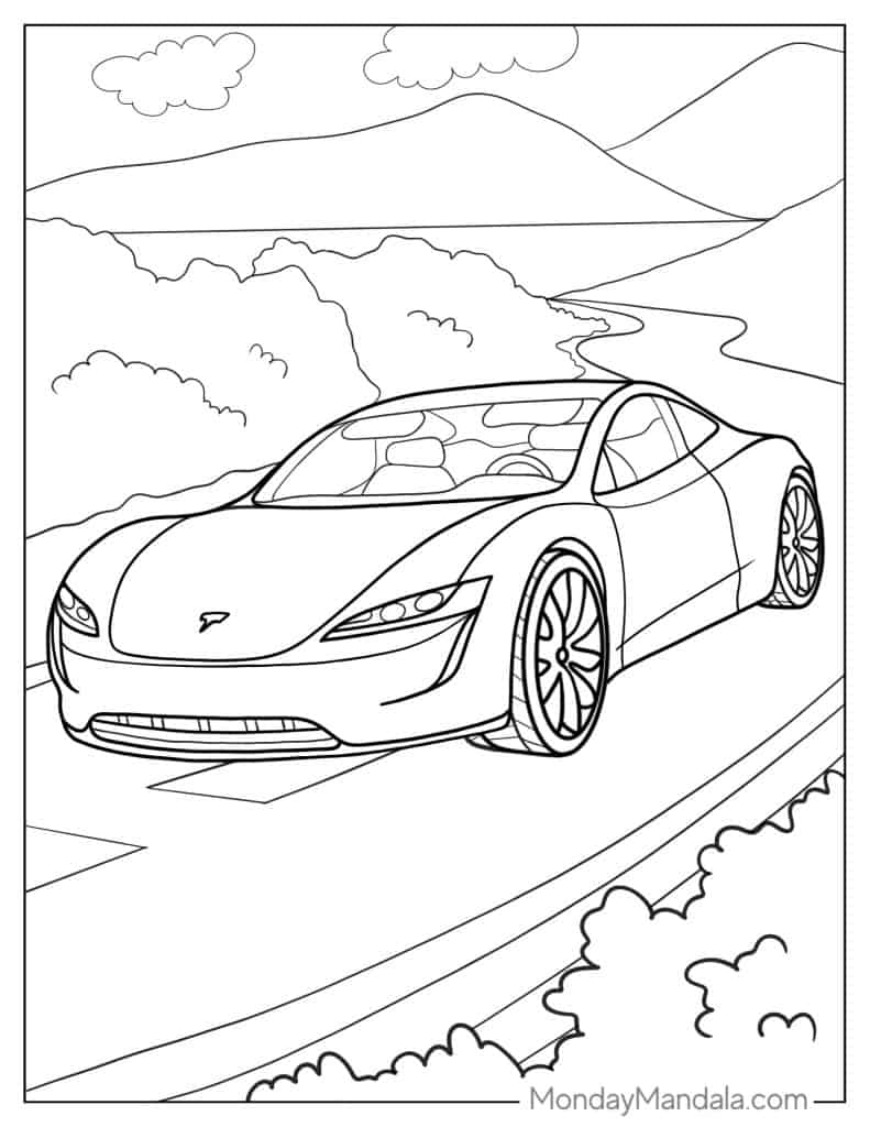 Tesla coloring pages free pdf printables