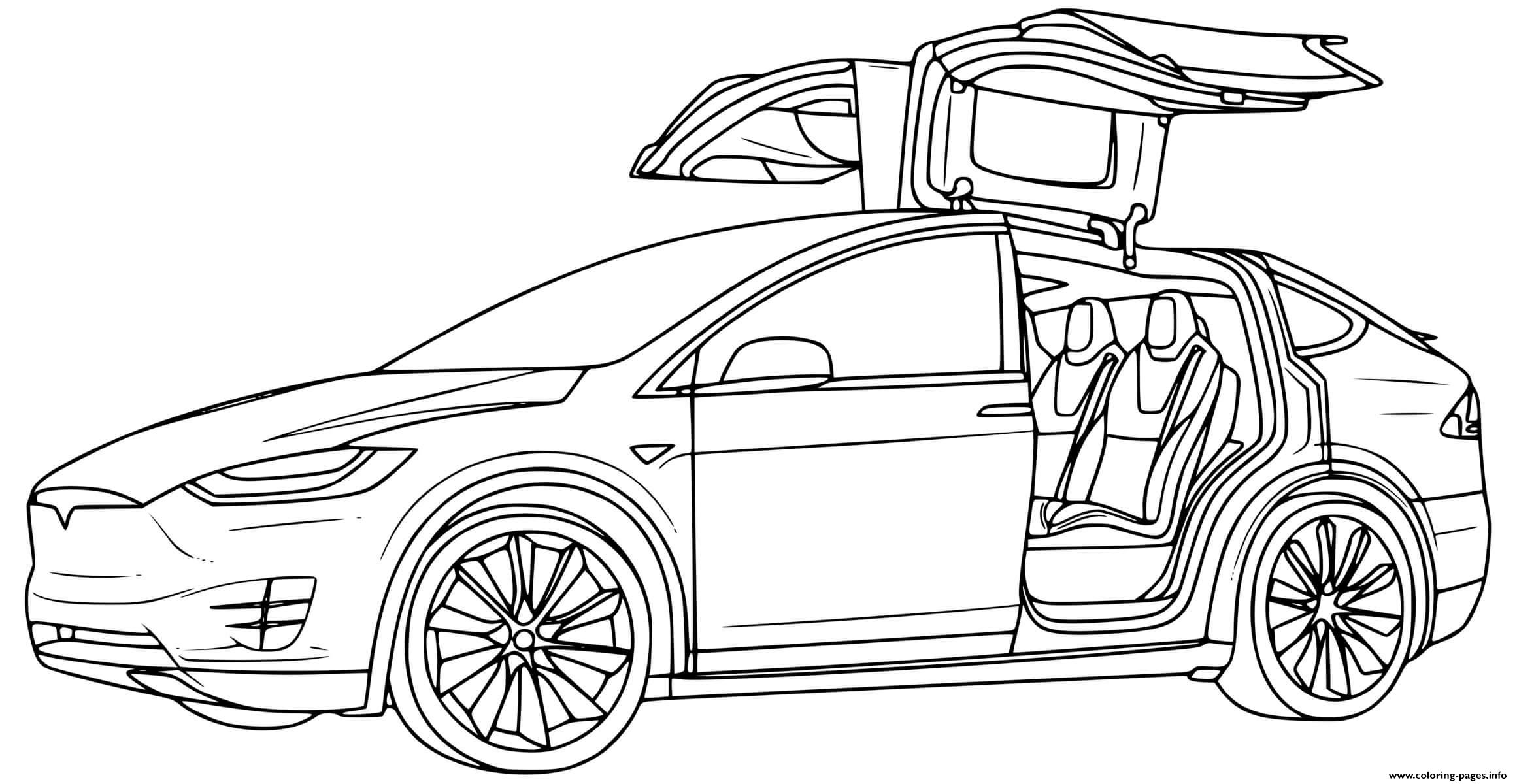 Tesla model x coloring page printable