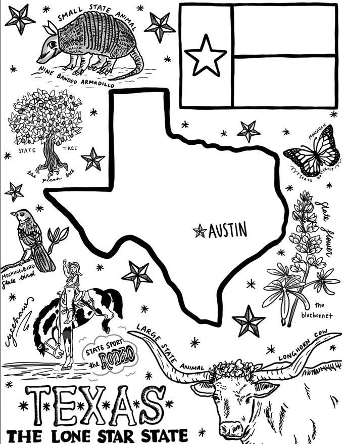 Texas coloring page