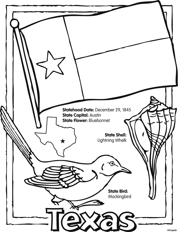 State of texas free coloring page