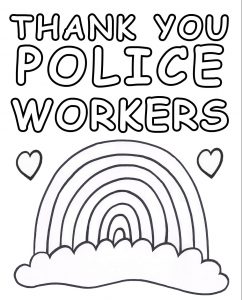 Thank you police workers rainbow poster rooftop post printables