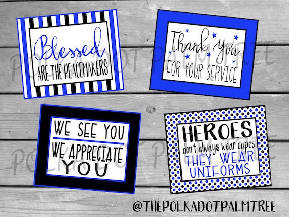 Instant download printable police law enforcement thank you cards notes thank you for your service we appreciate you police appreciation download now