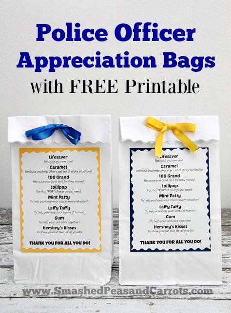 Police officer appreciation bags with free printable