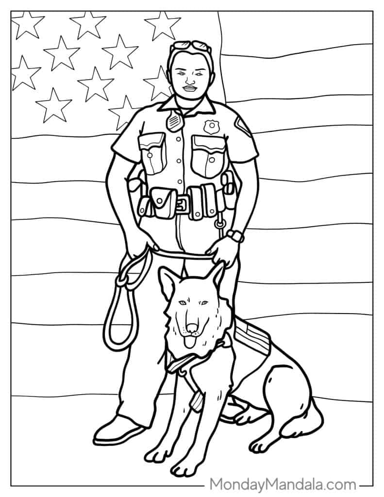 Police coloring pages free pdf printables