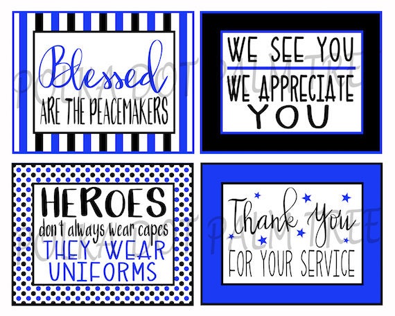 Instant download printable police law enforcement thank you cards notes thank you for your service we appreciate you police appreciation download now