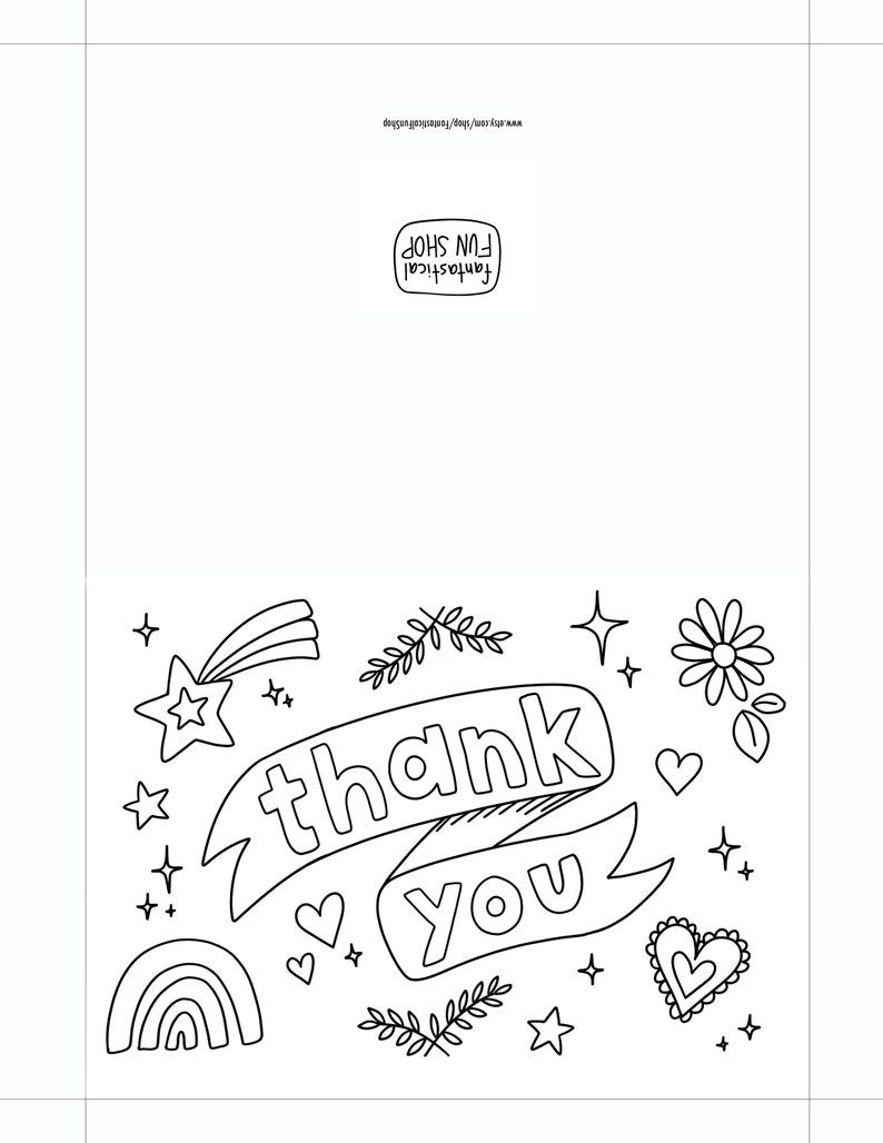 Printable thank you card from child colorable card from kid for teacher nurse essential worker from student from patient firefighter