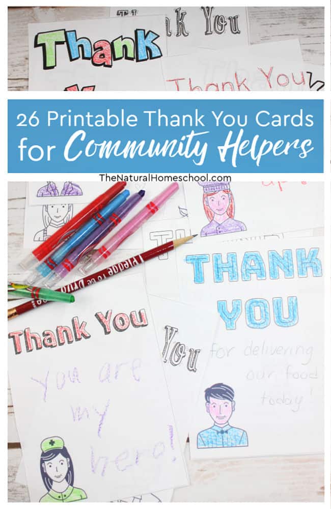 Free printable munity helpers thank you cards