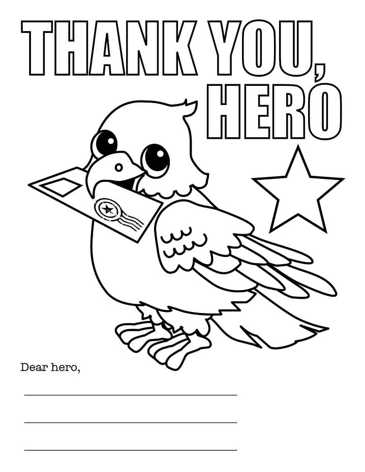 Thank you hero coloring page