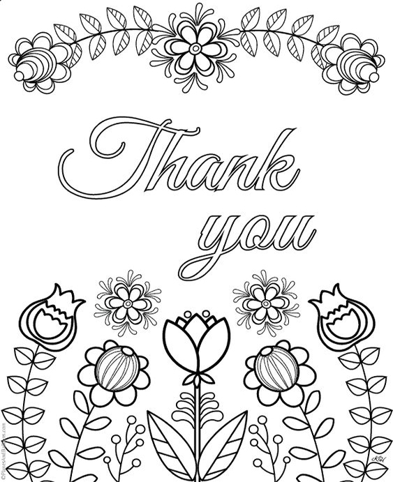 Free easy to print thank you coloring pages