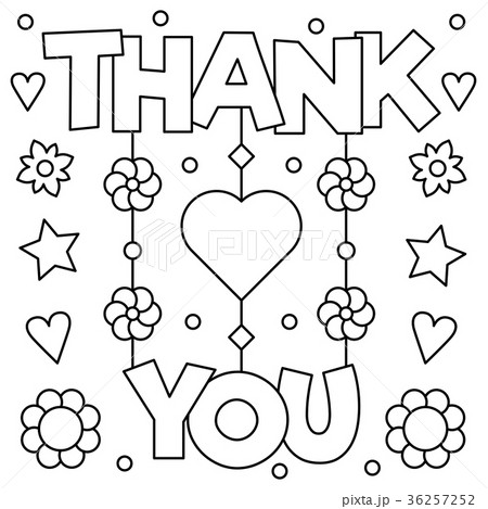 Thank you coloring page vector illustrationãããããç æ