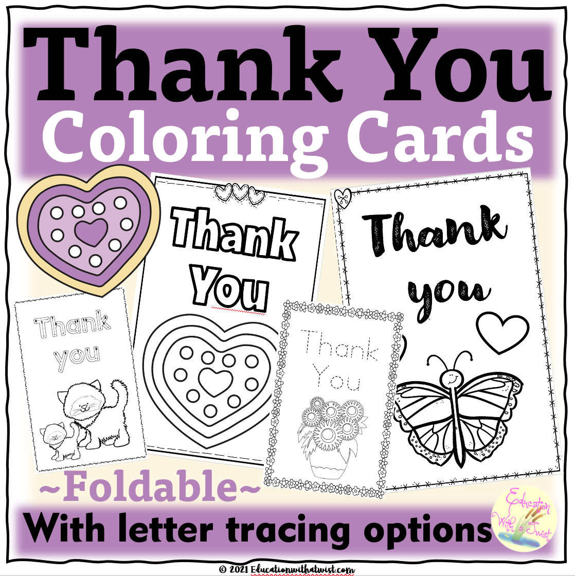 Thank you coloring cards made by teachers