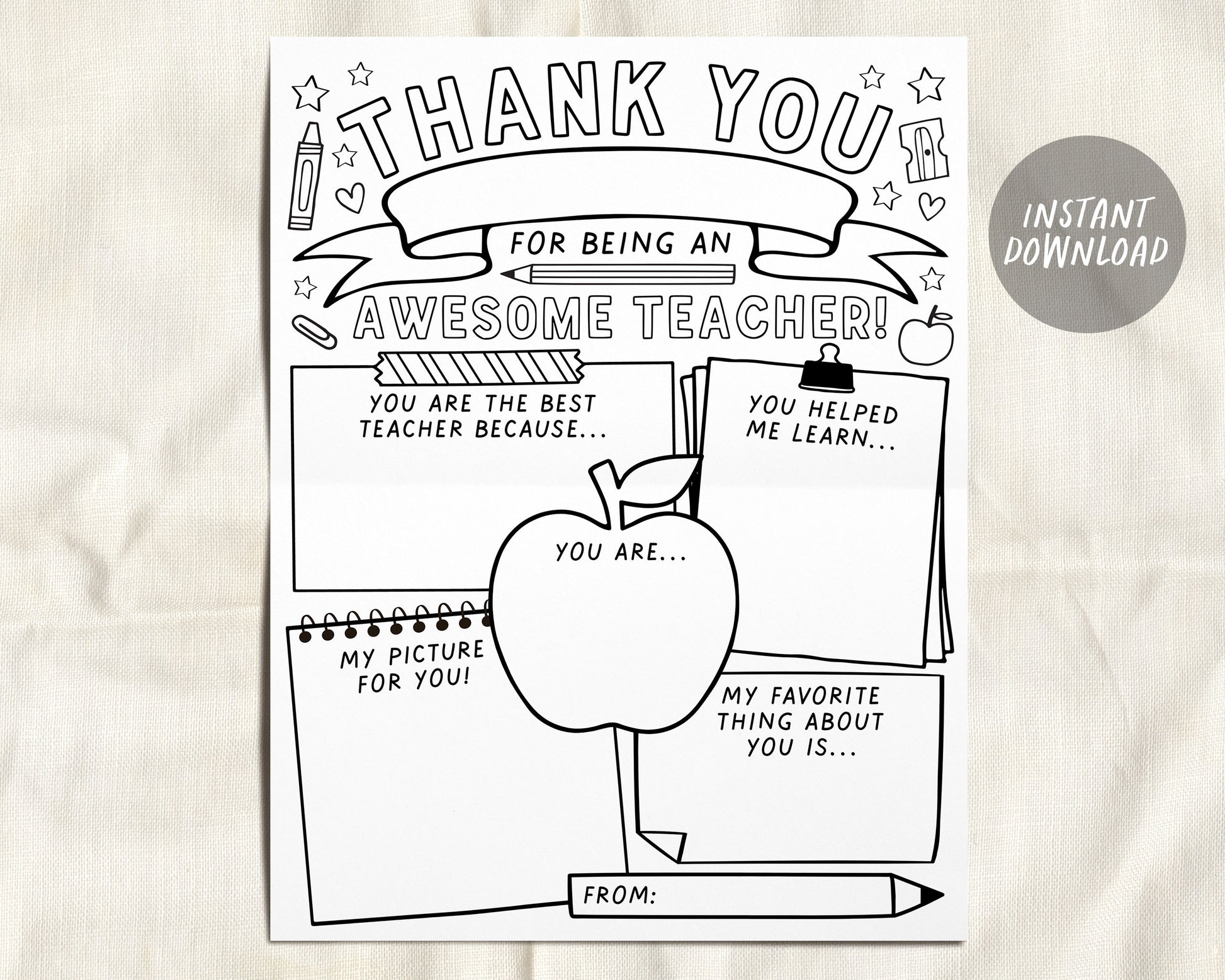 Teacher appreciation week printable teacher coloring page survey elem â puff paper co