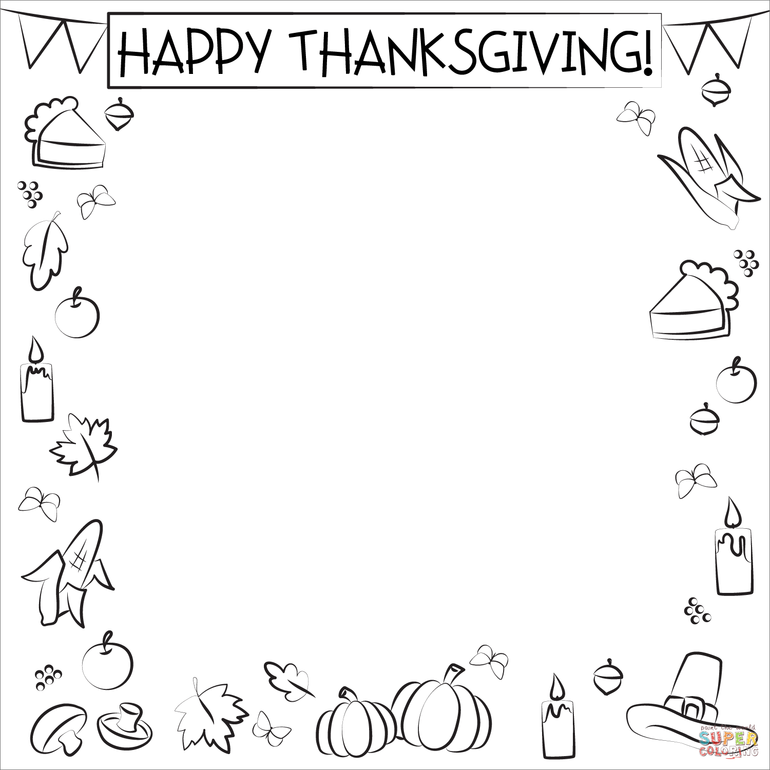 Thanksgiving border coloring page free printable coloring pages