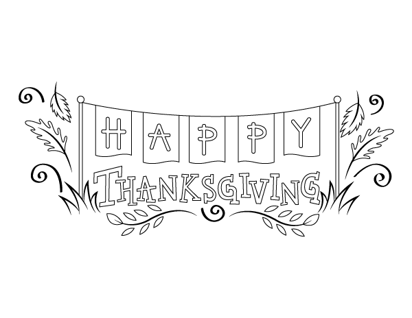 Printable happy thanksgiving banner coloring page