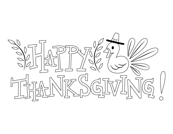 Printable easy happy thanksgiving coloring page