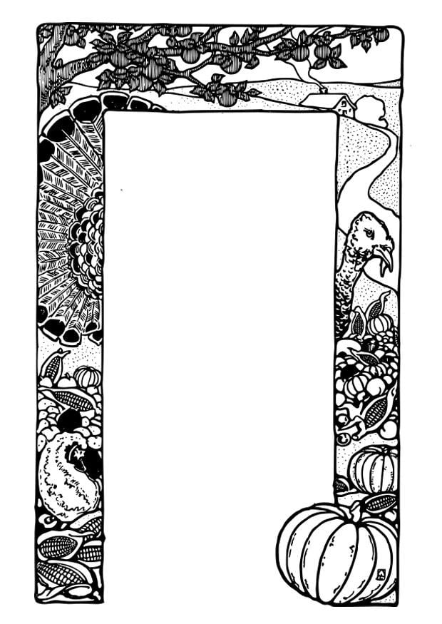 Coloring page thanksgiving frame