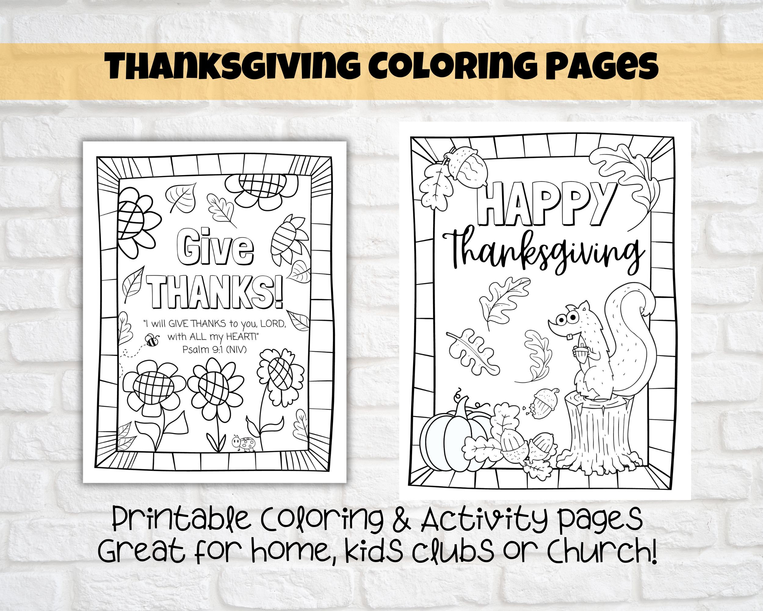 Thanksgivingfall bible verse set of coloring pages printable sunday school christian classroom gratitude thankfulness activity download now