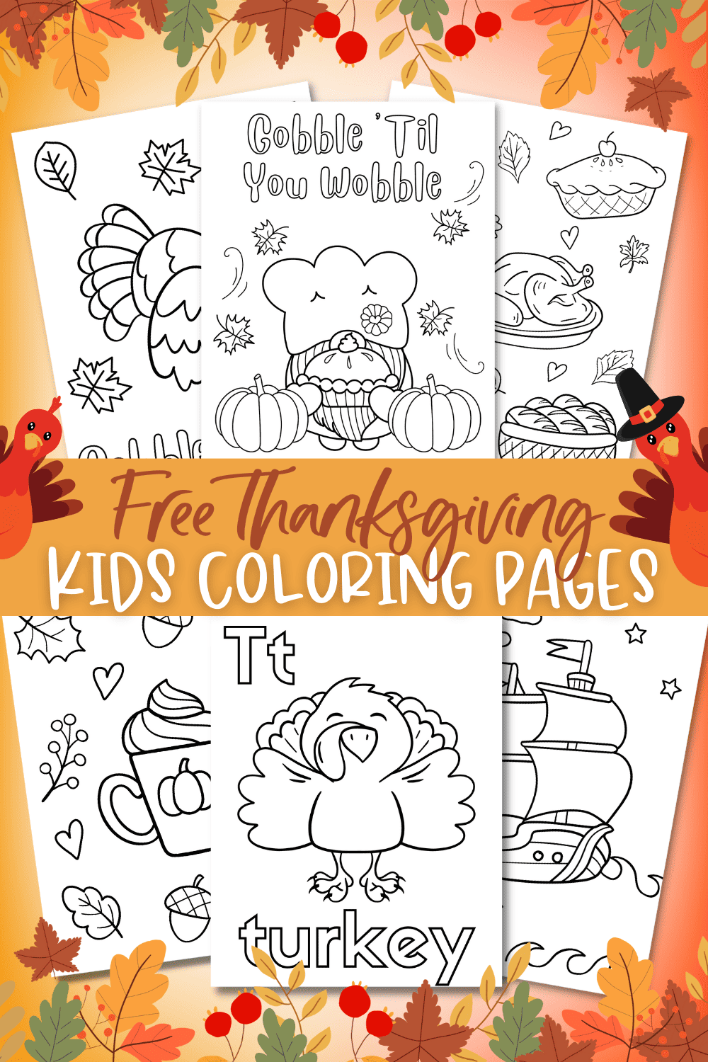 Free thanksgiving coloring pages for kids and adults