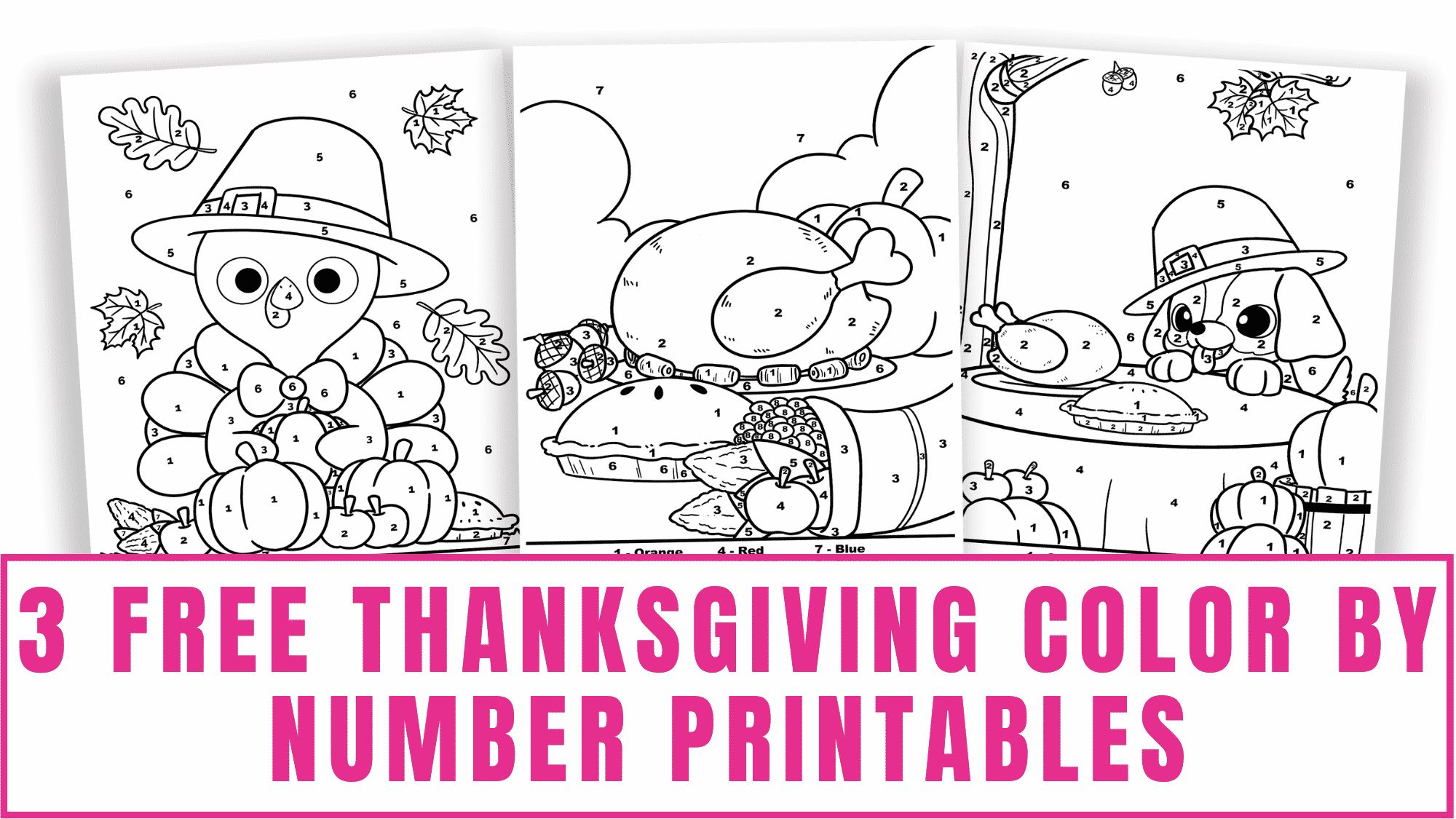 Free thanksgiving color by number printables