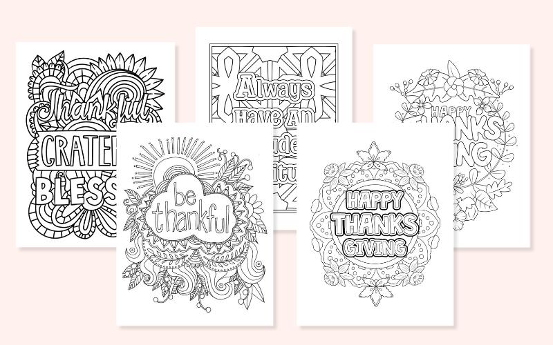 Gratitude coloring pages to practice thankfulness