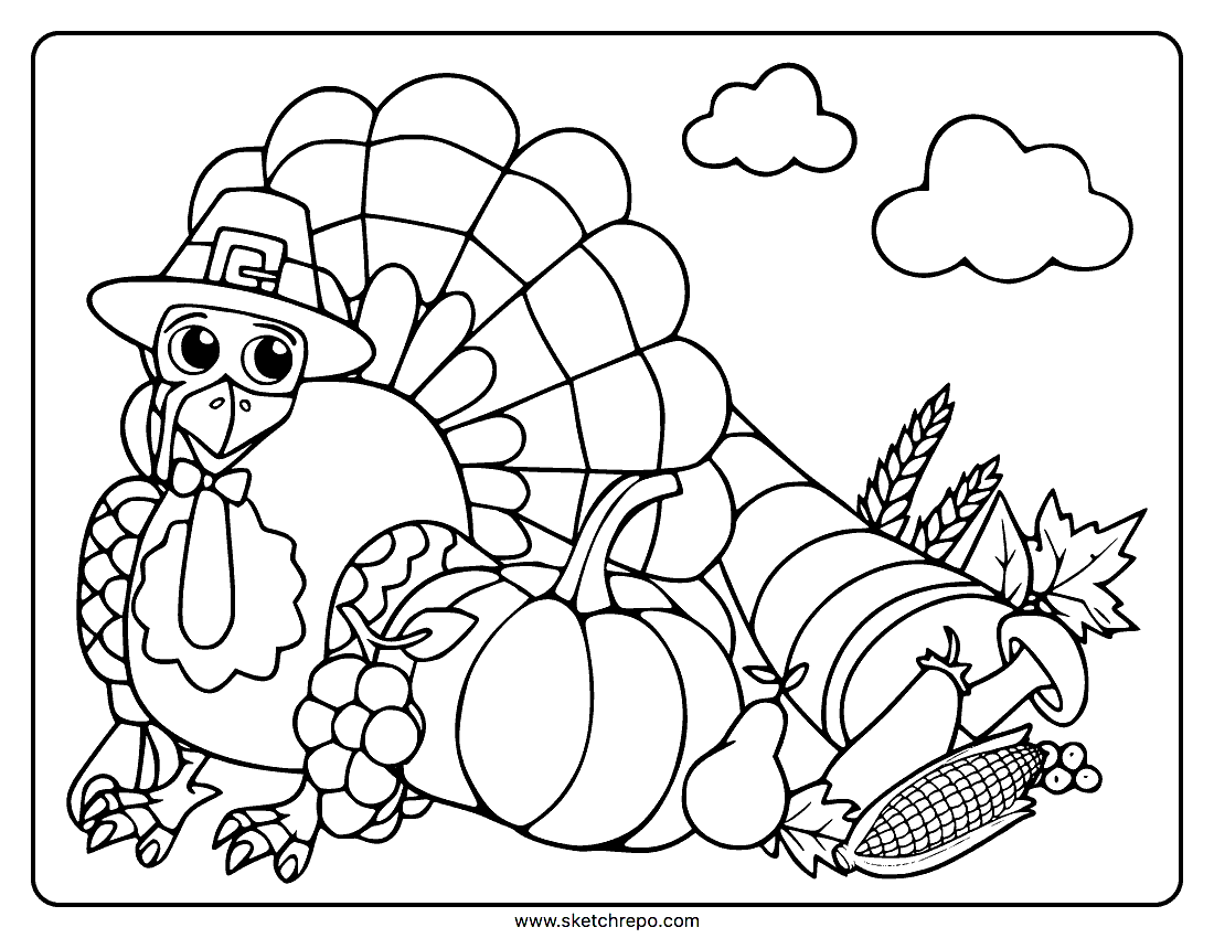 Thanksgiving turkey coloring page