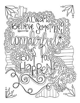 Always believe coloring therapy page art by school of moore thought