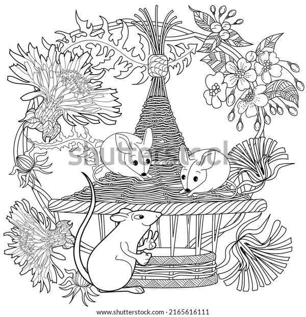 Art therapy coloring page adults children stock vector royalty free