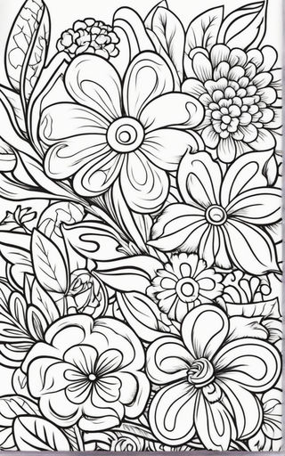 Flower for coloring book with clear thick lines