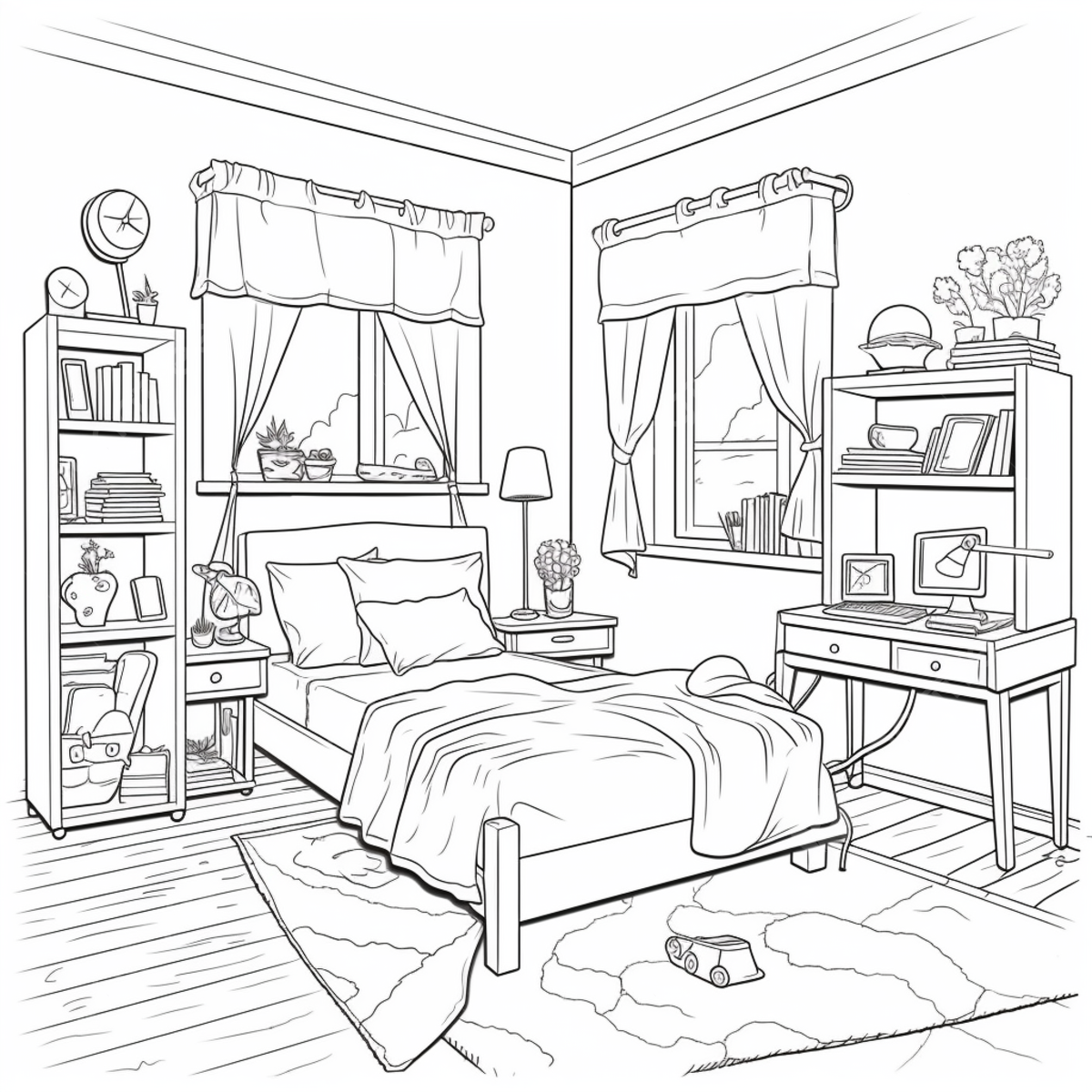 Coloring pages bedroom free printable ring drawing bedroom drawing bed drawing png transparent image and clipart for free download