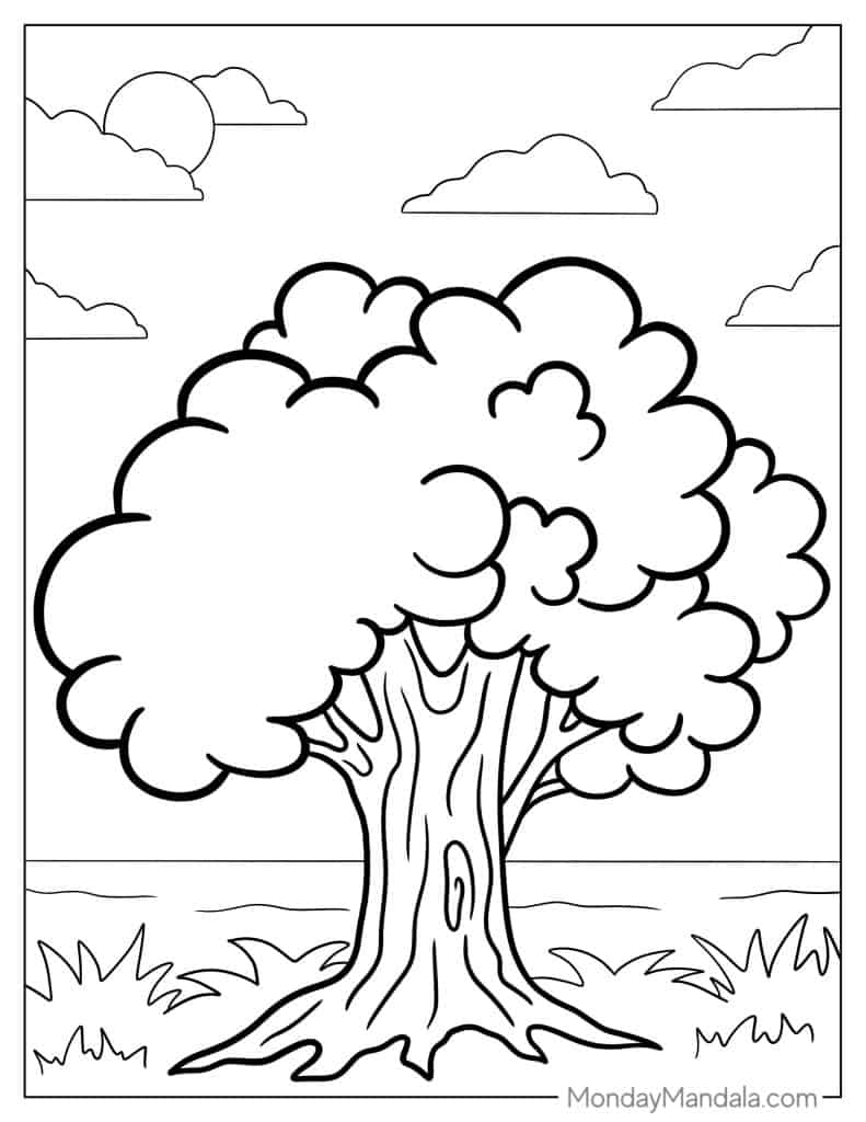 Tree coloring pages free pdf printables