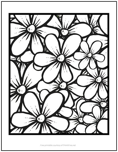 Bold flowers coloring page print it free