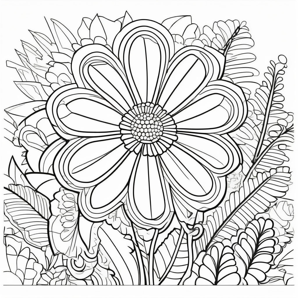 Flower for coloring book with clear thick lines